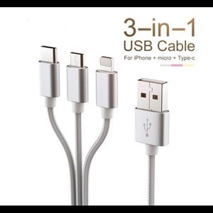 3 in 1 Fast Charging Cable Micro USB+iOS+Type C